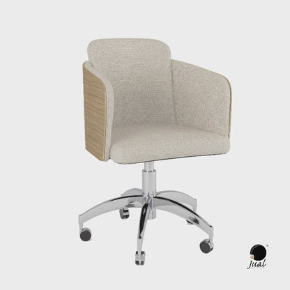 Elegant Fabric Office Chair with Oak Wood Veneer Shell - PC812