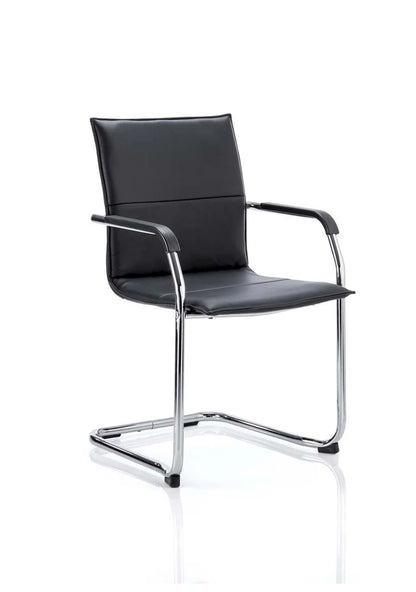 Echo Medium Back Leather Cantilever Visitor Chair with Fixed Arms - Black, White or Red