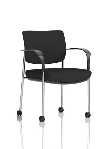 Brunswick Medium Back Visitor Office Chair with Fixed Arms with Castors - Mesh or Fabric - Multiple Colour Choices