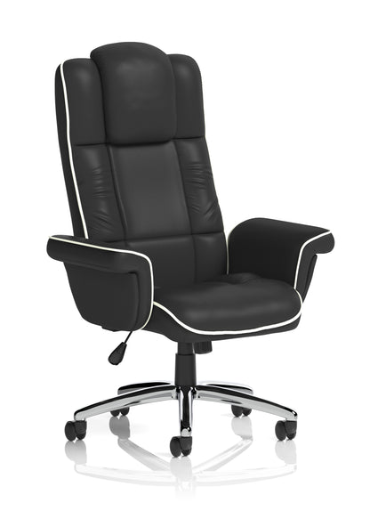 Chelsea High Back Soft Black Leather Executive Office Chair with Fixed Arms