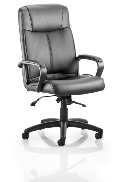 Plaza High Back Black Bonded Leather Office Chair with Fixed Arms