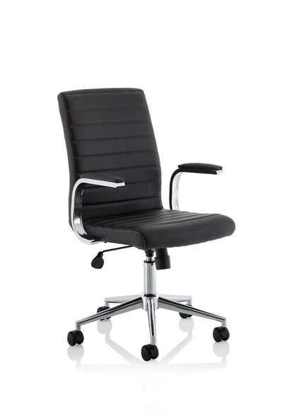 Ezra Modern Medium Back Leather Executive Office Chair with Fixed Arms