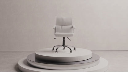 Desire Medium Back Bonded Leather Executive Office Chair with Fixed Chrome Arms