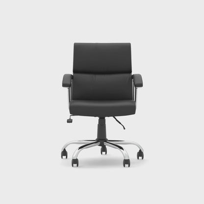 Desire Medium Back Bonded Leather Executive Office Chair with Fixed Chrome Arms