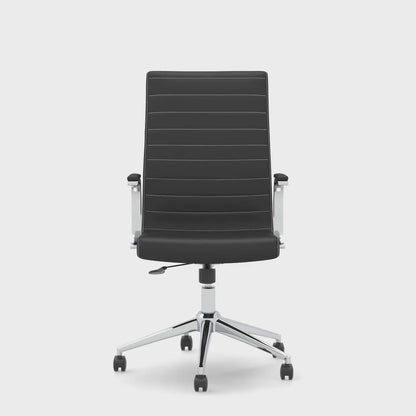 Ezra Modern Medium Back Leather Executive Office Chair with Fixed Arms