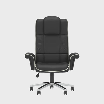 Chelsea High Back Soft Black Leather Executive Office Chair with Fixed Arms