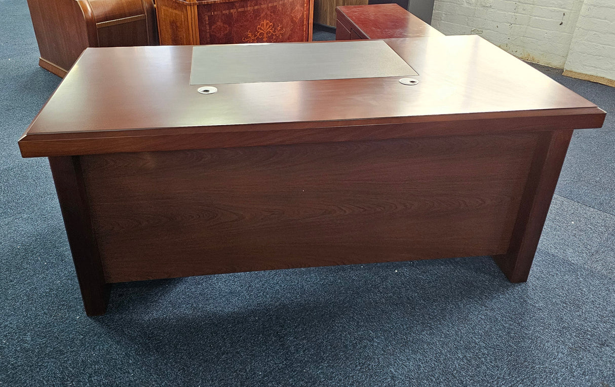 EX SHOWROOM - Walnut Real Wood Veneer Executive Desk with Pedestal and Return - 1800mm - BSE181