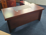 EX SHOWROOM - Walnut Real Wood Veneer Executive Desk with Pedestal and Return - 1800mm - BSE181