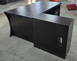EX SHOWROOM - Modern Black Ash Executive Office Desk with Stylish Modesty Panel with Mobile Pedestal and Desk Level Return - 1800mm - 8674