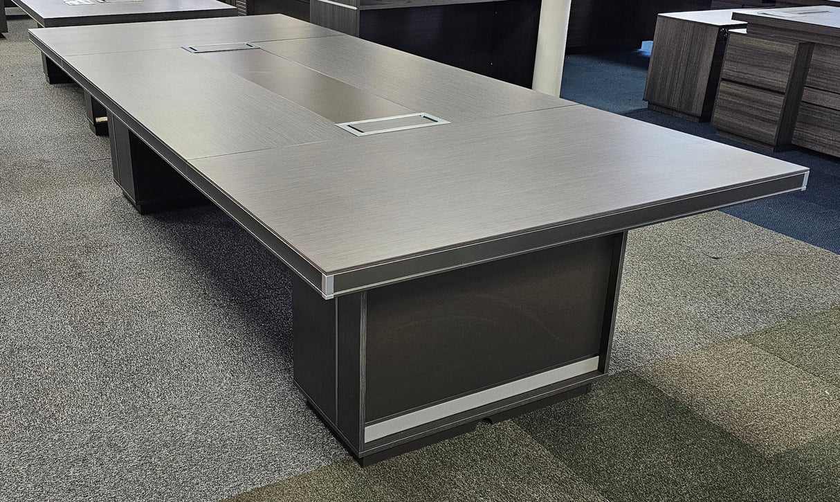 EX SHOWROOM - Modern Grey Oak Boardroom Table with Aluminium Edging - 3200mm - WKO-C1232