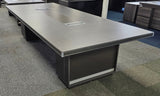 EX SHOWROOM - Modern Grey Oak Boardroom Table with Aluminium Edging - 3200mm - WKO-C1232