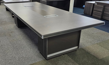 EX SHOWROOM - Modern Grey Oak Boardroom Table with Aluminium Edging - 3200mm - WKO-C1232