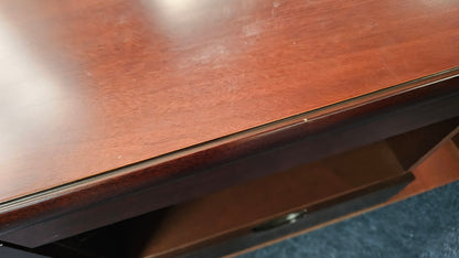 EX SHOWROOM - Walnut Real Wood Veneer Executive Desk with Pedestal and Return - 1800mm - BSE181