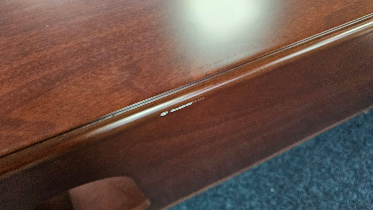 EX SHOWROOM - Quality Dark Walnut Real Wood Veneer Executive Office Desk with Pedestal and Return - 2000mm - JNY-2026