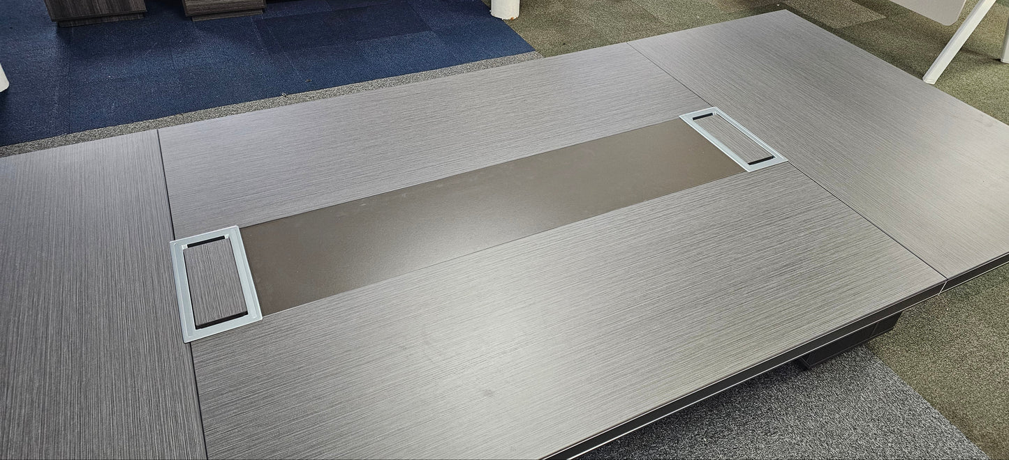 Modern Grey Oak Boardroom Table with Aluminium Edging - 3200mm - WKO-C1232