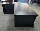 EX SHOWROOM - Modern Black Ash Executive Office Desk with Stylish Modesty Panel with Mobile Pedestal and Desk Level Return - 1800mm - 8674