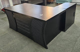 EX SHOWROOM - Modern Black Ash Executive Office Desk with Stylish Modesty Panel with Mobile Pedestal and Desk Level Return - 1800mm - 8674