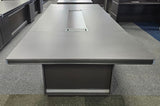 EX SHOWROOM - Modern Grey Oak Boardroom Table with Aluminium Edging - 3200mm - WKO-C1232