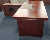EX SHOWROOM - Mahogany Executive Office Desk with Pedestal and Return - 1800mm - 1830