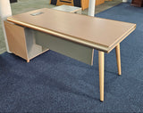 EX SHOWROOM - Modern Oak and Sage Green Executive Right Hand Corner Desk with Gold Edging - 1800mm - CL1711