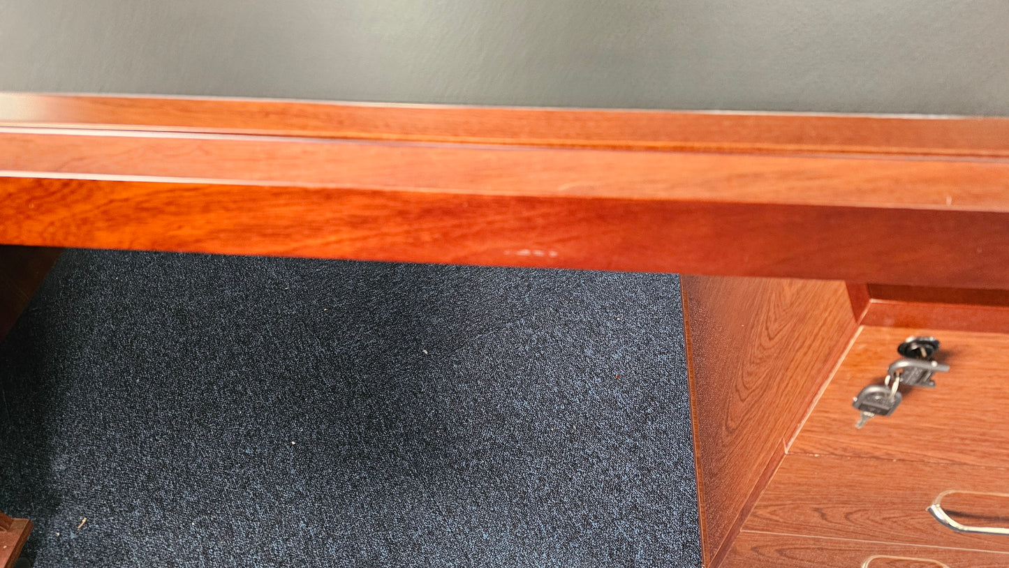 EX SHOWROOM - Walnut Real Wood Veneer Executive Desk with Pedestal and Return - 1800mm - BSE181