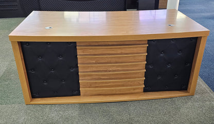 EX SHOWROOM - Modern Oak Executive Office Desk with Chesterfield Modesty Panel DESK ONLY - 1800mm - 8692