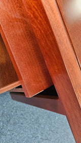 EX SHOWROOM - Walnut Real Wood Veneer Executive Desk with Pedestal and Return - 1800mm - BSE181