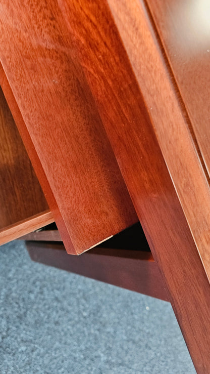 EX SHOWROOM - Walnut Real Wood Veneer Executive Desk with Pedestal and Return - 1800mm - BSE181