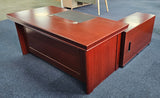 EX SHOWROOM - Mahogany Executive Office Desk with Pedestal and Return - 1800mm - 1830