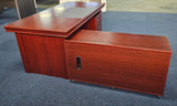 EX SHOWROOM - Mahogany Executive Office Desk with Pedestal and Return - 1800mm - 1830