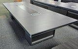 EX SHOWROOM - Modern Grey Oak Boardroom Table with Aluminium Edging - 3200mm - WKO-C1232