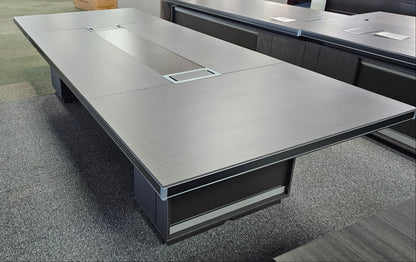 Modern Grey Oak Boardroom Table with Aluminium Edging - 3200mm - WKO-C1232