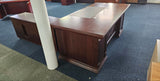 EX SHOWROOM - Quality Dark Walnut Real Wood Veneer Executive Office Desk with Pedestal and Return - 2000mm - JNY-2026