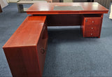 EX SHOWROOM - Mahogany Executive Office Desk with Pedestal and Return - 1800mm - 1830
