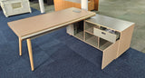 EX SHOWROOM - Modern Oak and Sage Green Executive Right Hand Corner Desk with Gold Edging - 1800mm - CL1711