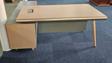 EX SHOWROOM - Modern Oak and Sage Green Executive Right Hand Corner Desk with Gold Edging - 1800mm - CL1711