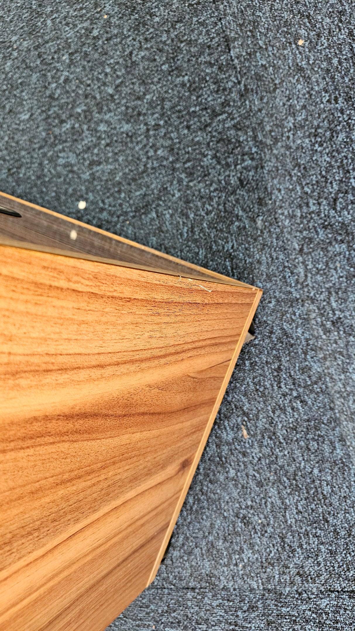 EX SHOWROOM - Light Oak Veneer Executive Office Desk with Return Storage Unit - Black Leather Chesterfield Modesty Panel - 1800mm - 1833