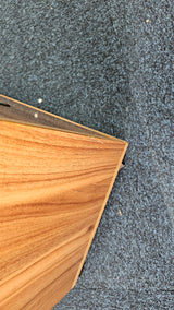 EX SHOWROOM - Light Oak Veneer Executive Office Desk with Return Storage Unit - Black Leather Chesterfield Modesty Panel - 1800mm - 1833