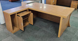 EX SHOWROOM - Modern Oak Executive Office Desk with Stylish Modesty Panel with Desk Level Return - 1800mm - 8674