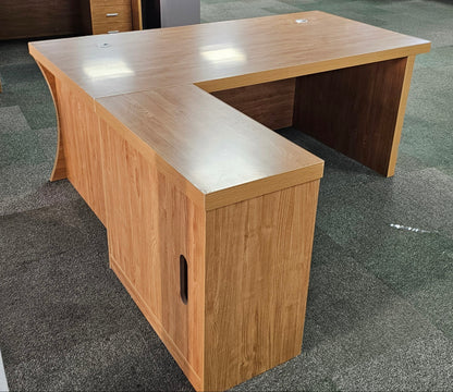 EX SHOWROOM - Modern Oak Executive Office Desk with Stylish Modesty Panel with Desk Level Return - 1800mm - 8674