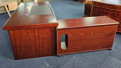 EX SHOWROOM - Walnut Real Wood Veneer Executive Desk with Pedestal and Return - 1800mm - BSE181