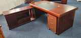 EX SHOWROOM - Walnut Real Wood Veneer Executive Desk with Pedestal and Return - 1800mm - BSE181