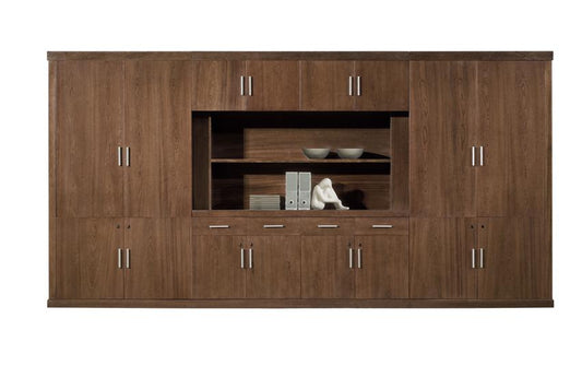 Extra Large Luxury Real Wood Veneer Executive Bookcase with Open Shelving - 4000mm - KM5B55