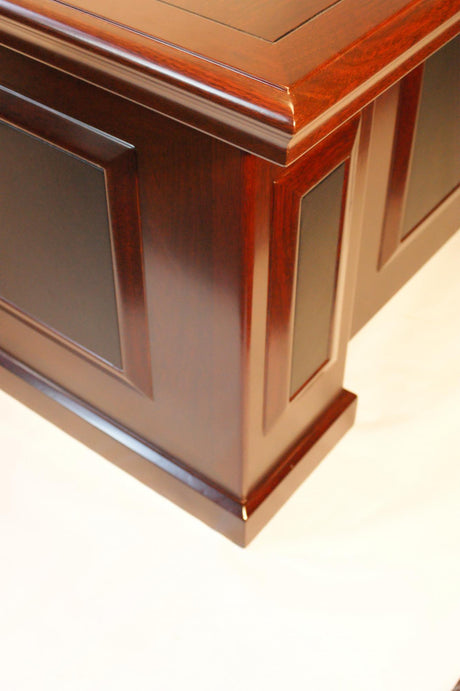 Mahogany Executive Desk With Leather Detailing - With Pedestal and Return - 1600mm or 1800mm - 1819