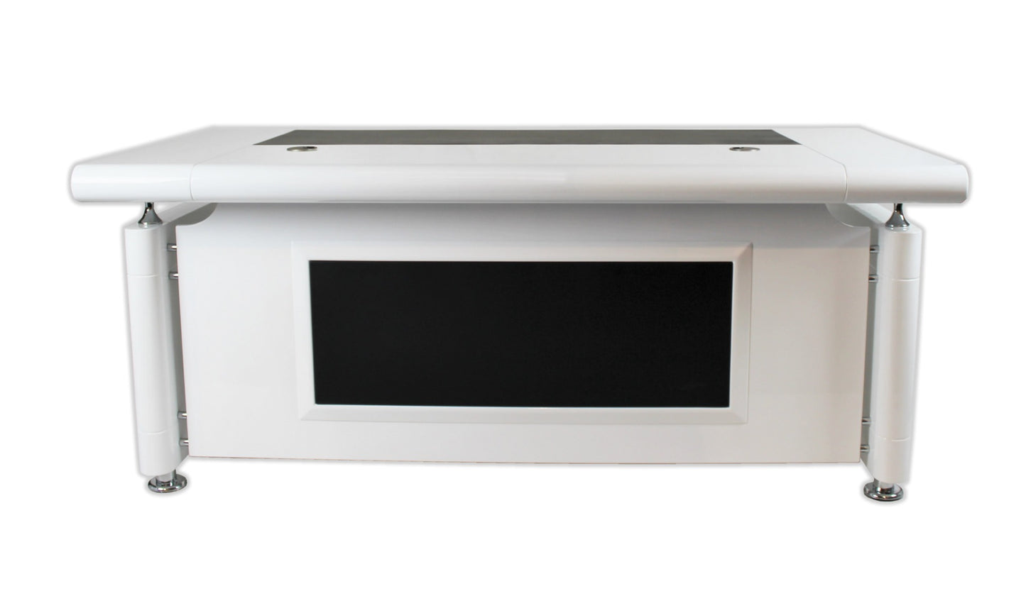 White Gloss Executive Office Desk with Pedestal and Return - 1600mm - 1861