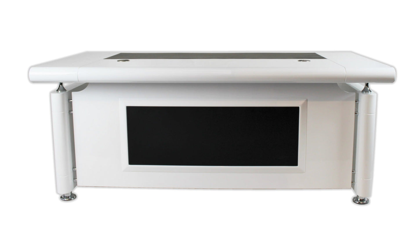 White Gloss Executive Office Desk with Pedestal - 1400mm - 1861
