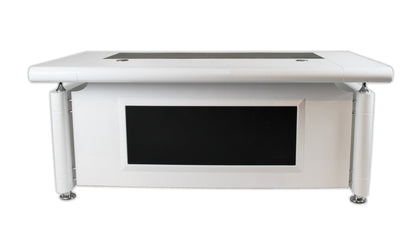 White Gloss Executive Office Desk with Pedestal - 1400mm - 1861