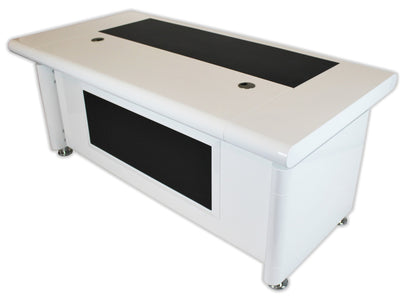 White Gloss Executive Office Desk with Pedestal and Return - 1600mm - 1861
