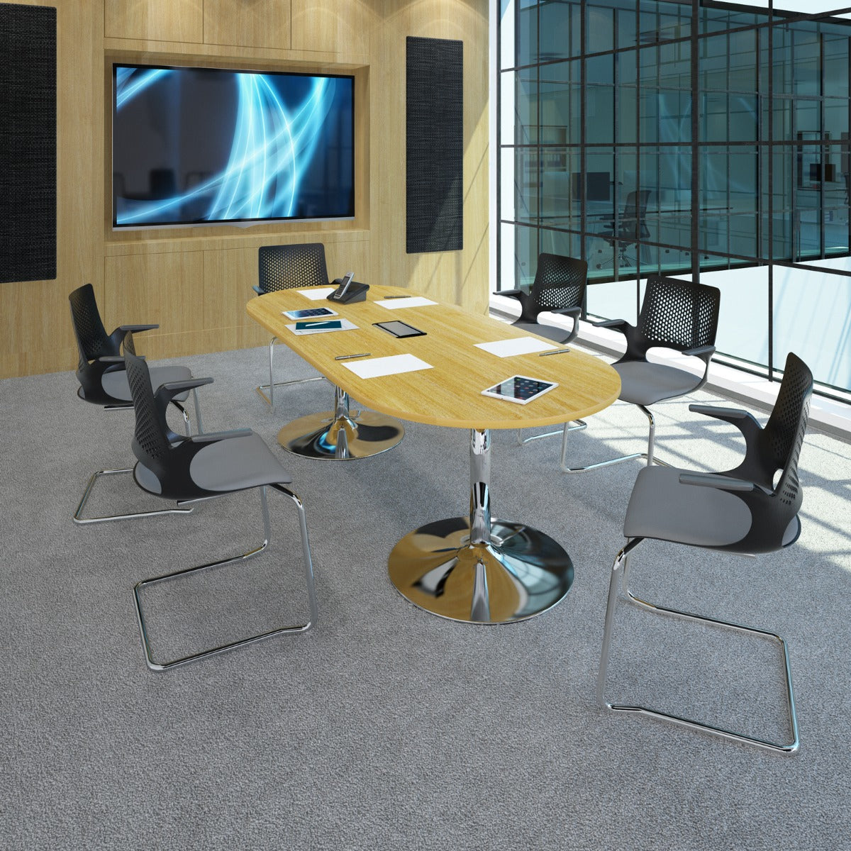 Trumpet Base Round Boardroom Meeting Table