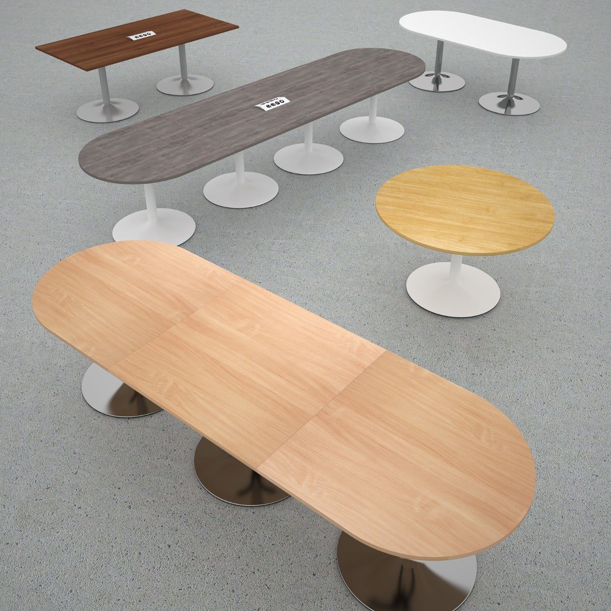 Trumpet Base Radial Extension Boardroom Meeting Table